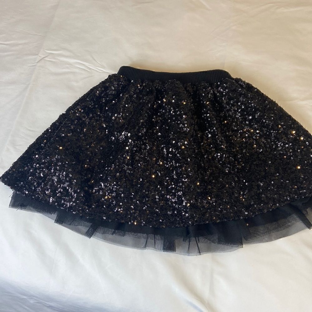 Girls' Black Sequin and Tule Skirt